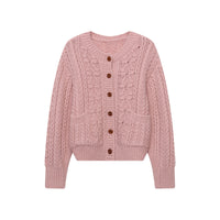Korean Style Idle Style Thick Needle Twisted Texture Knitted Cardigan Sweater