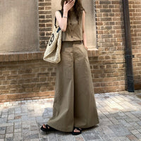 Fashionable Versatile Casual Top And Wide-Leg Pants Set For Women