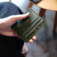 Retro Card Holder Large Capacity Oil-waxed Leather For Drivers License And ID