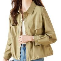 Retro Short Western Style Top Long Sleeve Tooling Casual Thin Coat