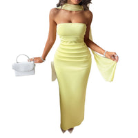 Elegant Lace-Up Solid Color Dress For Women