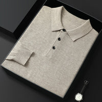 Spring And Autumn New Fashion Casual Polo Collar Long-sleeved Sweater Men