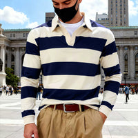 Lapel Stripe Hong Kong Style Men's Hoodie Trendy Loose
