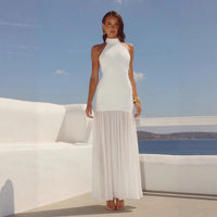 Flowing Resort-style Patchwork Maxi Dress, Fairy-like Gown