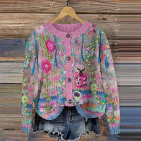 3D Digital Printing Cardigan Knitted Coat