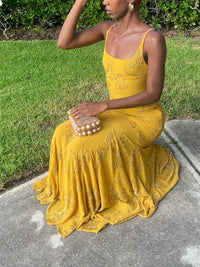 Elegant Beaded Maxi Slip Dress
