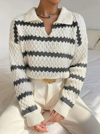 Autumn And Winter Classic Striped Loose Casual Sweater Top