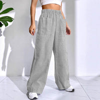 Womens Striped Plaid Printed Wide-Leg Pants