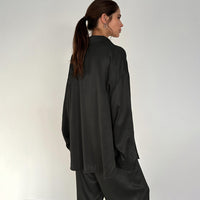 Womens Satin Long-Sleeve Pants Cardigan Comfortable Pajama Set
