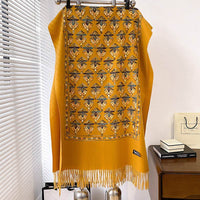 Artistic Artificial Cashmere Scarf Embroidery Embroidery Warm Thickened Long Fringe Travel Shawl