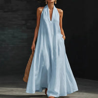 Women's Casual Solid Color V-Neck Dress