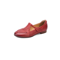 Women's Full Grain Leather T-Strap Mary Jane Flats, Premium Genuine Leather Casual Shoes