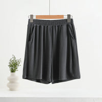 Pocket Shorts For Women, Summer Outerwear, High-waisted, Vertical Stripe Jacquard