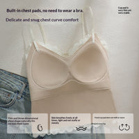 Lace Camisole Womens Mid-Length Lightweight Padded Sexy Chic Base Layer Underwear Outerwear Inner Top