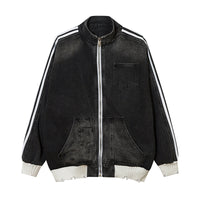 Casual Loose Damaged Color Matching Ribbon Striped Sweater Coat Fashion
