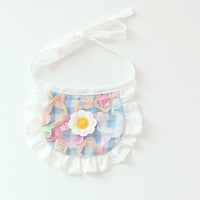 Cute Dog Plaid Lace Bib Pet Saliva Towel