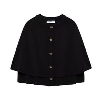 Round Neck Loose Slimming Solid Color Knitted Shawl