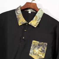 Lapel Button Business T-shirt Color Matching Top