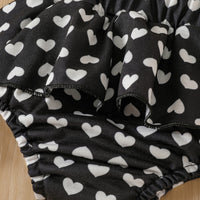 Letter Printed Round Neck Girls' Romper Father's Day Three-piece Suit