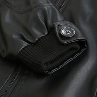 Mens Winter Warm Zip-Up Stand Collar Slim-Fit Leather Jacket Coats