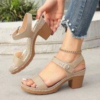 Open Toe With Buckle Chunky Heel High Heel Sandals