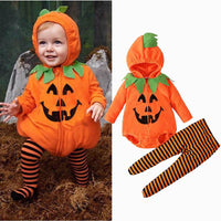 Children's Halloween Long-sleeved Pumpkin-shaped Hooded Jumpsuit