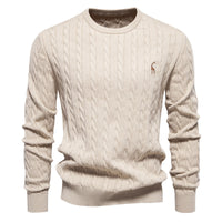 Embroidered Solid Color Knitted Sweater With Deer Pattern