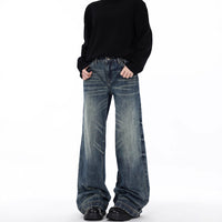 Men's American-style Retro Blue Loose Straight Jeans