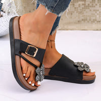 Women Flower Decor Slide Sandals Comfort Flats