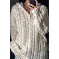 Heavy European Goods Cashmere Sweater Women's Hooded Sweater Loose Pullover