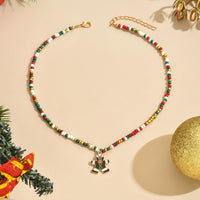 Women's Jewelry Colorful Beaded Santa Claus Garland Christmas Tree Necklace Holiday Accessories