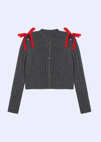 Women's Spring Clothing Round Neck Long Sleeve Tied Twist Knitted Cardigan