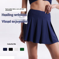 Aerobics High Waist Anti-exposure Running Quick-drying Fitness Yoga Exercise Pleated Tennis Skirt