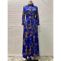 Dubai Long Dress Middle East Autumn Chain Print Swing Dress