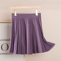 Knitted High Waist Slimming All-matching A- Line Pleated Half-length Wool Pettiskirt