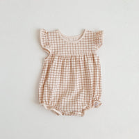 Boys And Girls Retro Plaid One-piece Romper