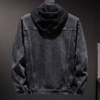 Men's Hooded Denim Jacket Utility Top
