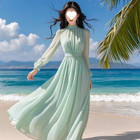French Style Soft Waist Cinching Flattering Maxi Dress