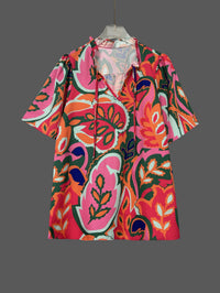 Womens Breathable V-Neck Printed Casual Shirt For Summer Workouts
