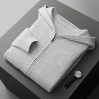 Men's Cashmere Cardigan Youth Casual Hooded Zipper Thickening Cardigan