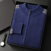 New Thickened Casual Sports Cashmere Men's Half Turtleneck Zipper Knitted Cardigan Suit