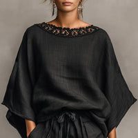 Loose-fitting Solid-color Casual T-shirt And Shorts Set
