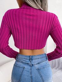 Women Sexy Half Turtleneck Asymmetric Long Sleeve Knit Top