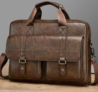 Mens Business Large-Capacity ShoulderCrossbody Simple Briefcase