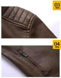 Men's Fashionable Removable Hooded Leather Jacket