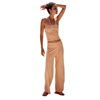 Printed Striped Tube Top And Pants Set