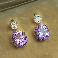 Simple Versatile Geometric Earrings With Purple Zircon