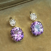 Simple Versatile Geometric Earrings With Purple Zircon