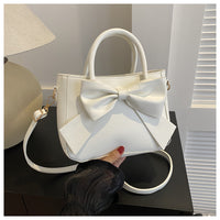 Fashionable Retro Bow-Trimmed Small Square Handbag Crossbody Or Shoulder Style