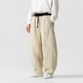 Plus Size Japanese Lamb Wool Chinese Style Solid Color Fleece Cotton Pants